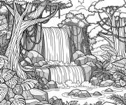 Coloriage Cascades et lianes