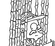 Coloriage Chasseur se cache dans la foret
