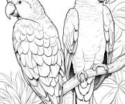 Coloriage Couple perroquets en couleurs