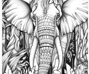 Coloriage El&eacute;phant adorable tropicale