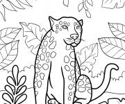 Coloriage Jaguar assis dans la for&ecirc;t