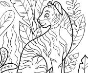 Coloriage Jeune tigre dans la for&ecirc;t