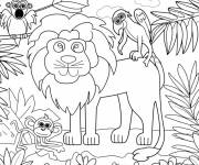Coloriage La foret tropicale dessin&eacute;e par enfants