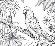 Coloriage Les beaux animaux sur l'arbre