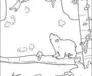 Coloriage Plume avec le singe