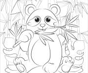Coloriage Sc&egrave;ne de panda dans la for&ecirc;t tropicale