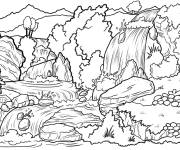 Coloriage Scene de paysage de foret tropicale SP