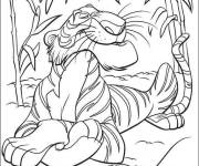 Coloriage Shere Khan dans la foret tropicale
