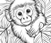 Coloriage Singe capucin de la foret tropicale