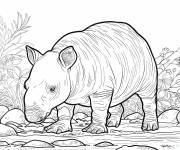 Coloriage Tapir de la foret tropicale
