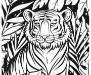 Coloriage Un adorable tigre tropicale