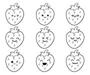 Coloriage Collection des fraises en caricature