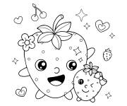 Coloriage Famille de Fraise kawaii