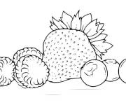Coloriage et dessins gratuit Fraise framboises et myrtilles à imprimer