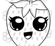 Coloriage Fraise kawaii avec des beaux yeux