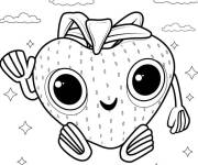 Coloriage Fraise kawaii te saluant