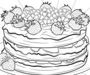 Coloriage G&acirc;teau aux fraises