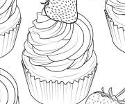 Coloriage G&acirc;teaux aux fraises d&eacute;licieux