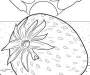 Coloriage Grosse fraise sur la plage