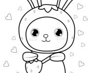 Coloriage Lapin mignon portant une pyjama fraise