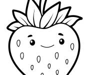 Coloriage Mignonne fraise souriante de dessin animé