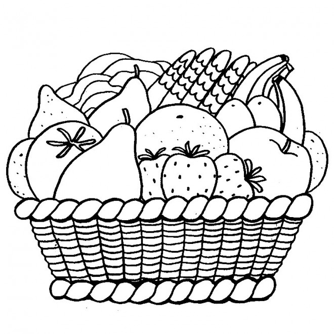 Coloriage et dessins gratuits Des Fruits organisés dans un panier à imprimer