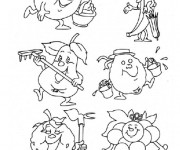 Coloriage et dessins gratuit Fruits dessin animé à imprimer