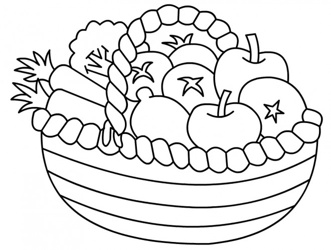 Coloriage Corbeille De Fruits