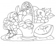 Coloriage Panier de Fruits en couleur