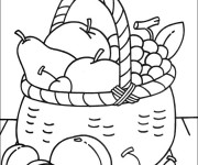 Coloriage Panier de Fruits sur La table