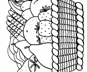 Coloriage Panier plein de Fruits