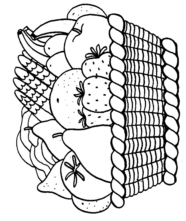 Coloriage Panier plein de Fruits dessin gratuit à imprimer