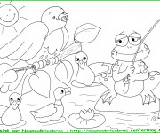 Coloriage Grenouille qui p&ecirc;che