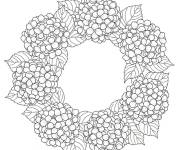 Coloriage Adorable couronne de Hortensia