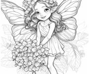 Coloriage F&eacute;e mignonne avec Hortensia
