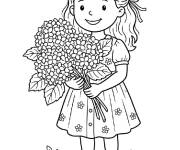 Coloriage et dessins gratuit Fille porte une Hortensia à imprimer