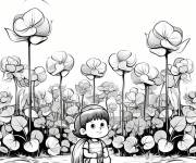 Coloriage Hortensia d&eacute;couverte par le petit enfant