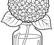 Coloriage Hortensia en bocal facile
