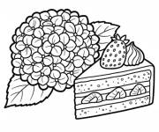 Coloriage Morceau de g&acirc;teau et Hortensia