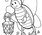Coloriage Insecte au jardin pendant la nuit