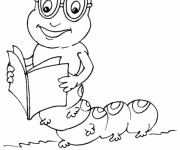 Coloriage Insecte qui lit un livre