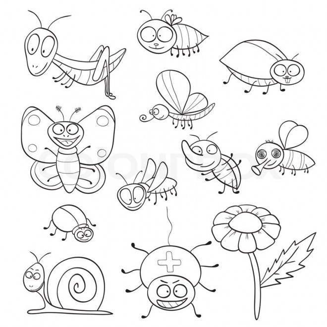 Coloriage Insectes rigolos dessin gratuit à imprimer