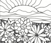 Coloriage Fleurs et le soleil mandala