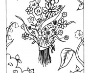 Coloriage Jardin et bouquet de Fleur