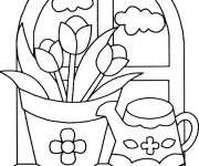 Coloriage Maison Jardin Fleurs  Parc à thème