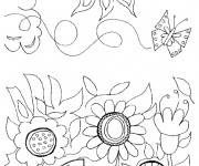 Coloriage Jardin Fleurs en Printemps