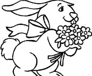 Coloriage Le Lapin et les Fleurs