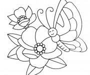 Coloriage Papillon heureuse sur Fleur