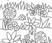Coloriage Paysage Jardin et Fleurs