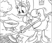 Coloriage Daisy qui fait du jardinage